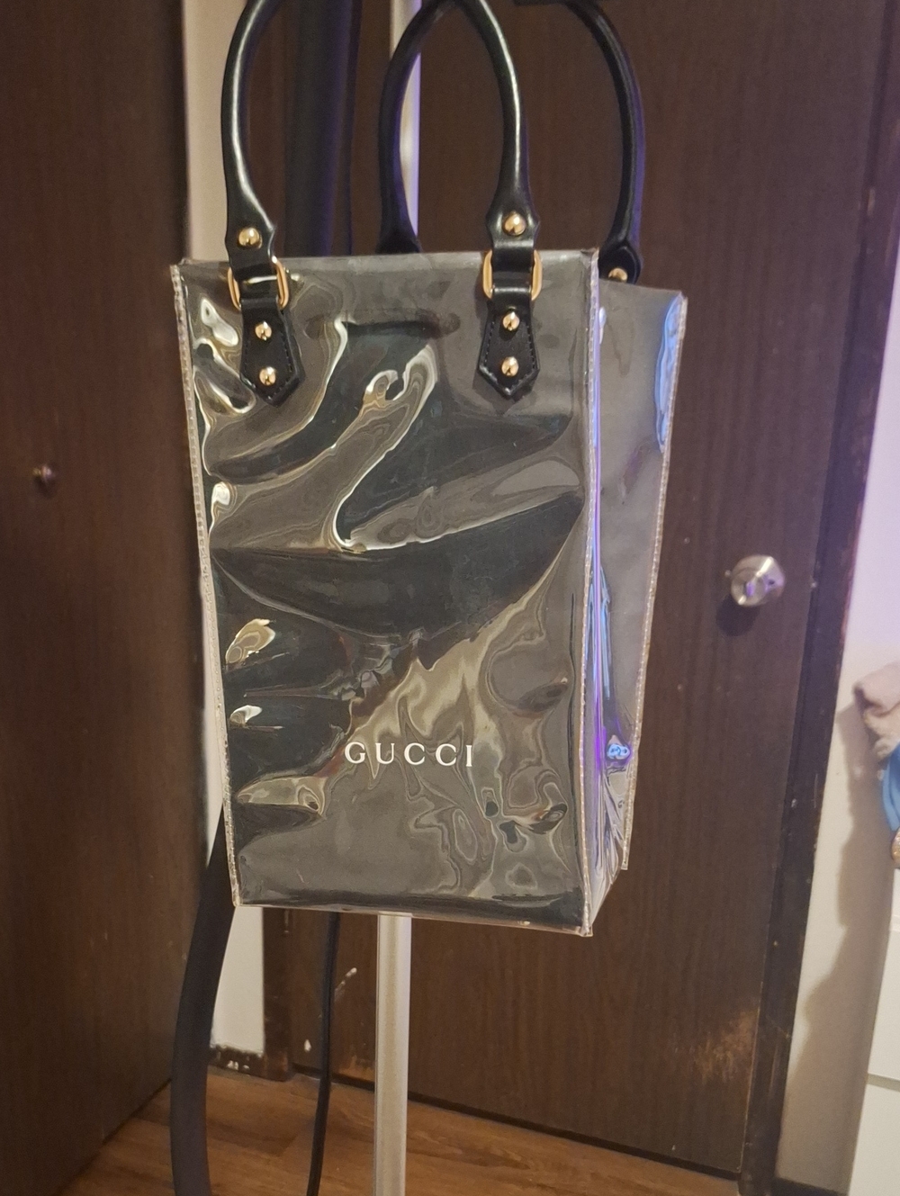 Gucci Transparent PVC Shopper with Black Handles and Gold Hardware